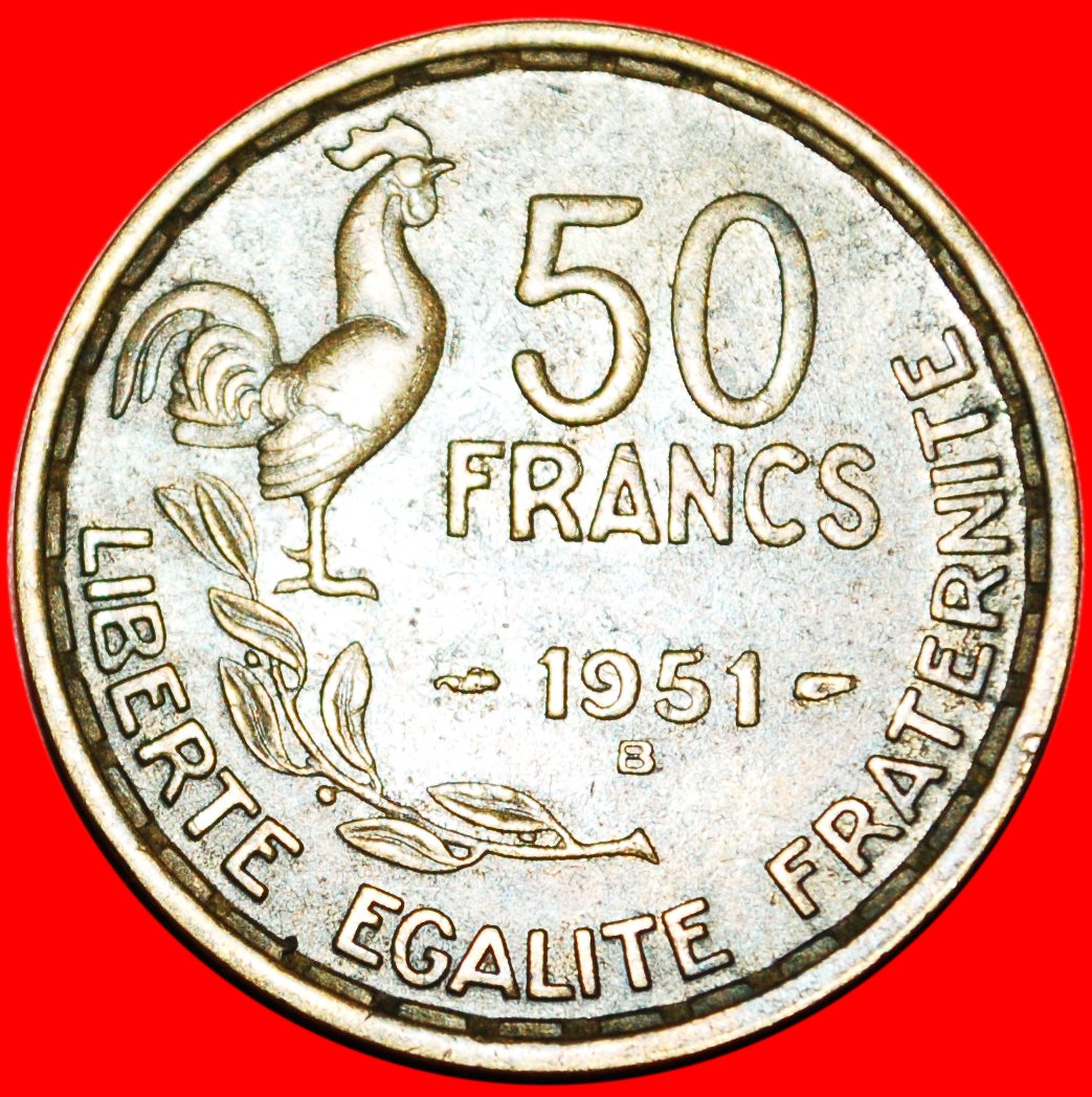  * HAHN (1950-1958): FRANKREICH ★ 50 FRANC 1951B! G. GUIRAUD! ★OHNE VORBEHALT!   