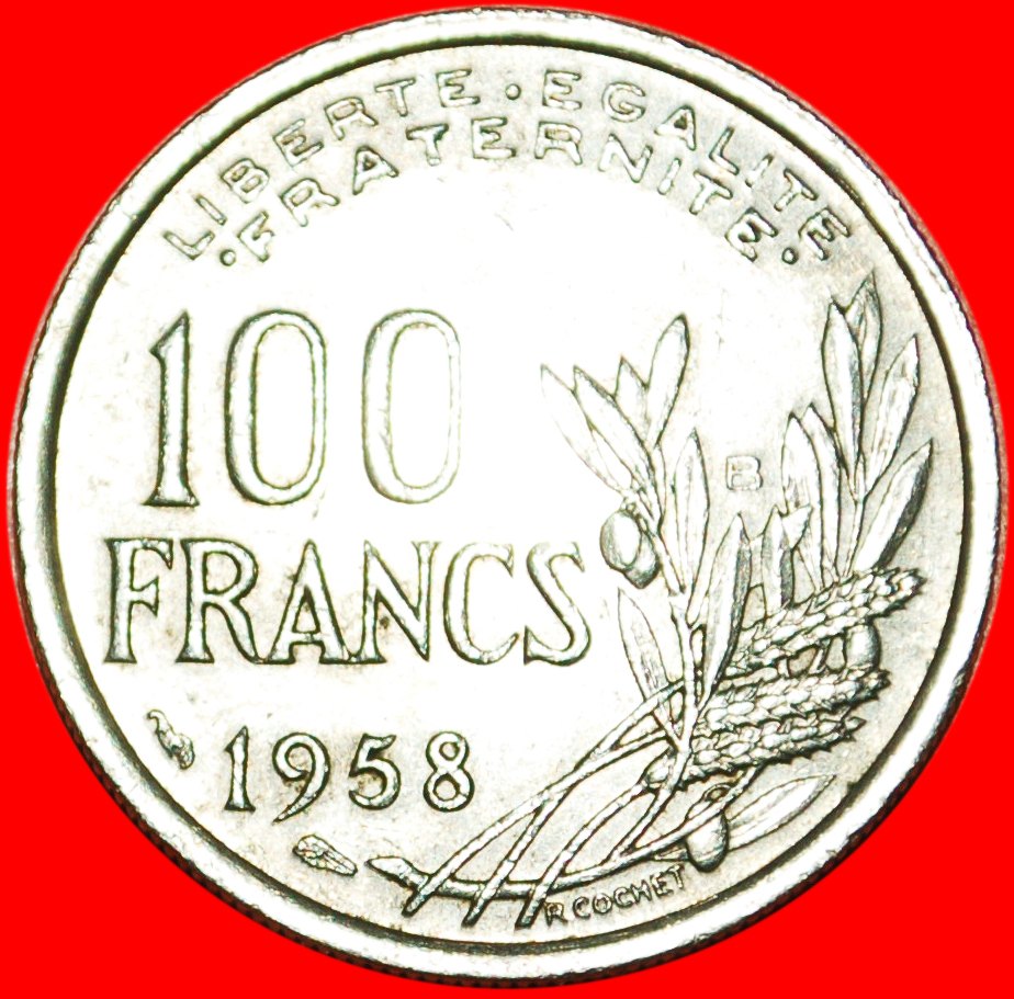  * FACKEL (1954-1958): FRANKREICH ★ 100 FRANKEN 1958B! SELTEN! ★OHNE VORBEHALT!   