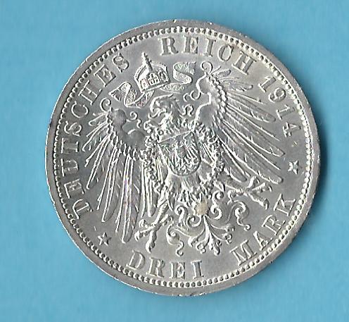  Kaiserreich 3 Mark Preussen 1914 ss-vz Münzenankauf Koblenz Frank Maurer AB 608   