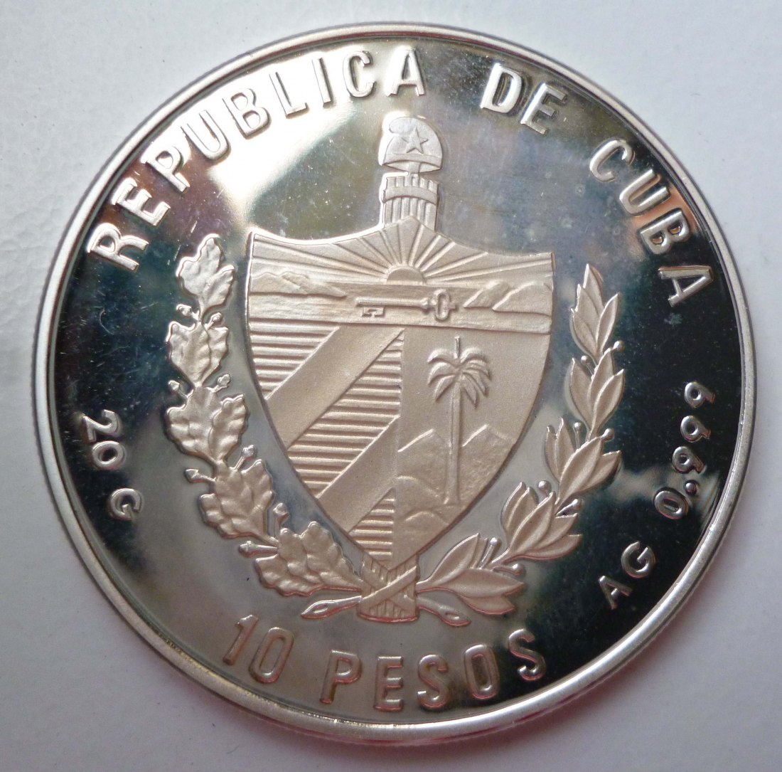  Kuba 10 Pesos 1994 Albatros D II farbig Silber   
