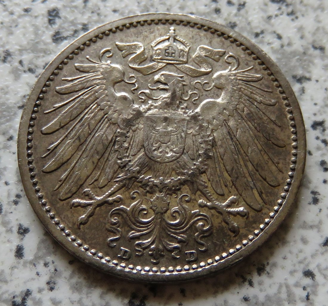  Kaiserreich 1 Mark 1908 D   
