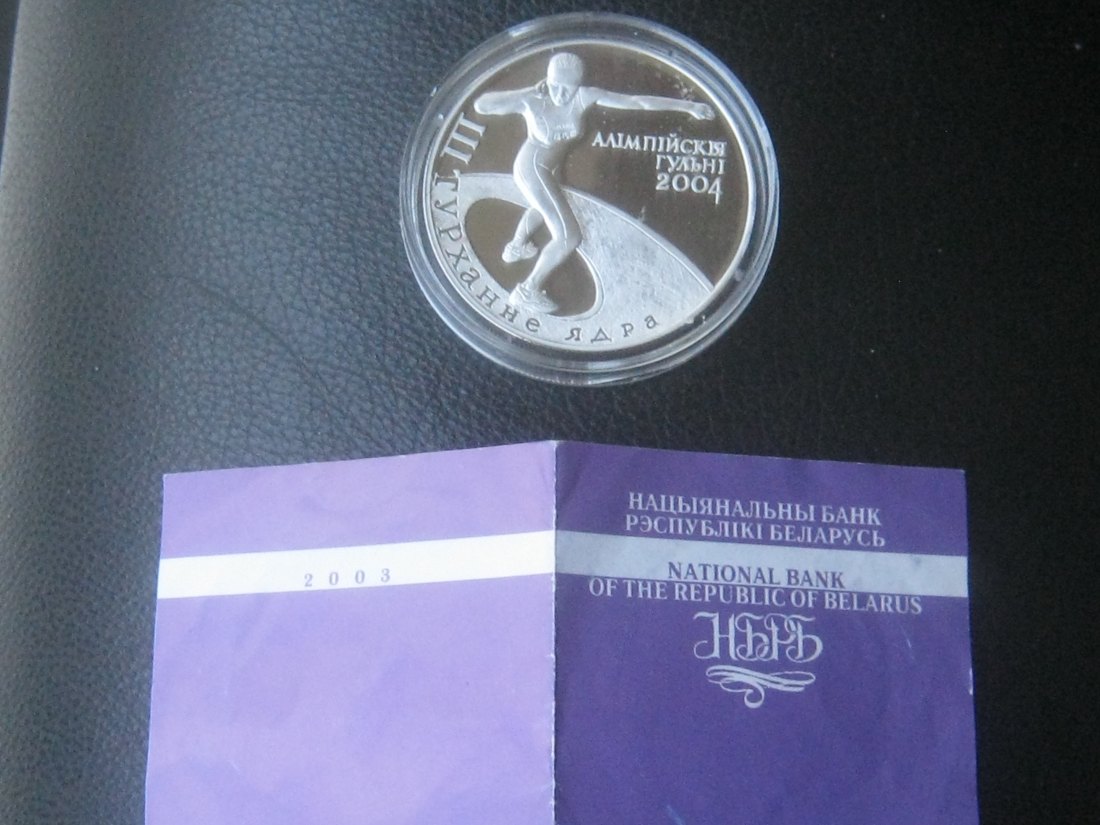  Weißrussland 20 Rubel 2003 Olympische Spiele 2004 Silber .925 mit Zertifikat   