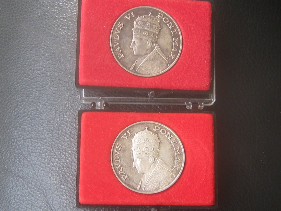  2 x Vatikan Silbermedaillen Paulus VI. 1963 La Pieta .800er Silber   