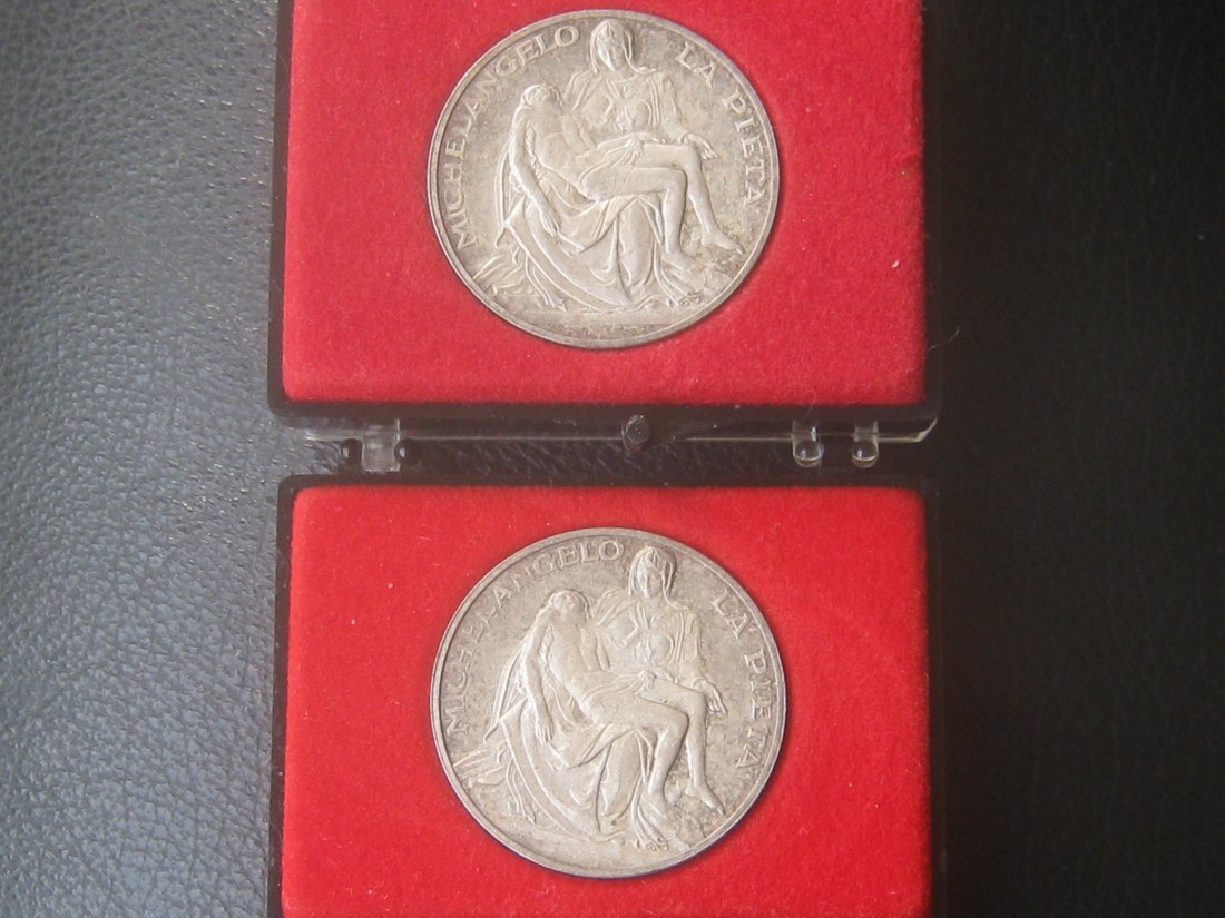  2 x Vatikan Silbermedaillen Paulus VI. 1963 La Pieta .800er Silber   