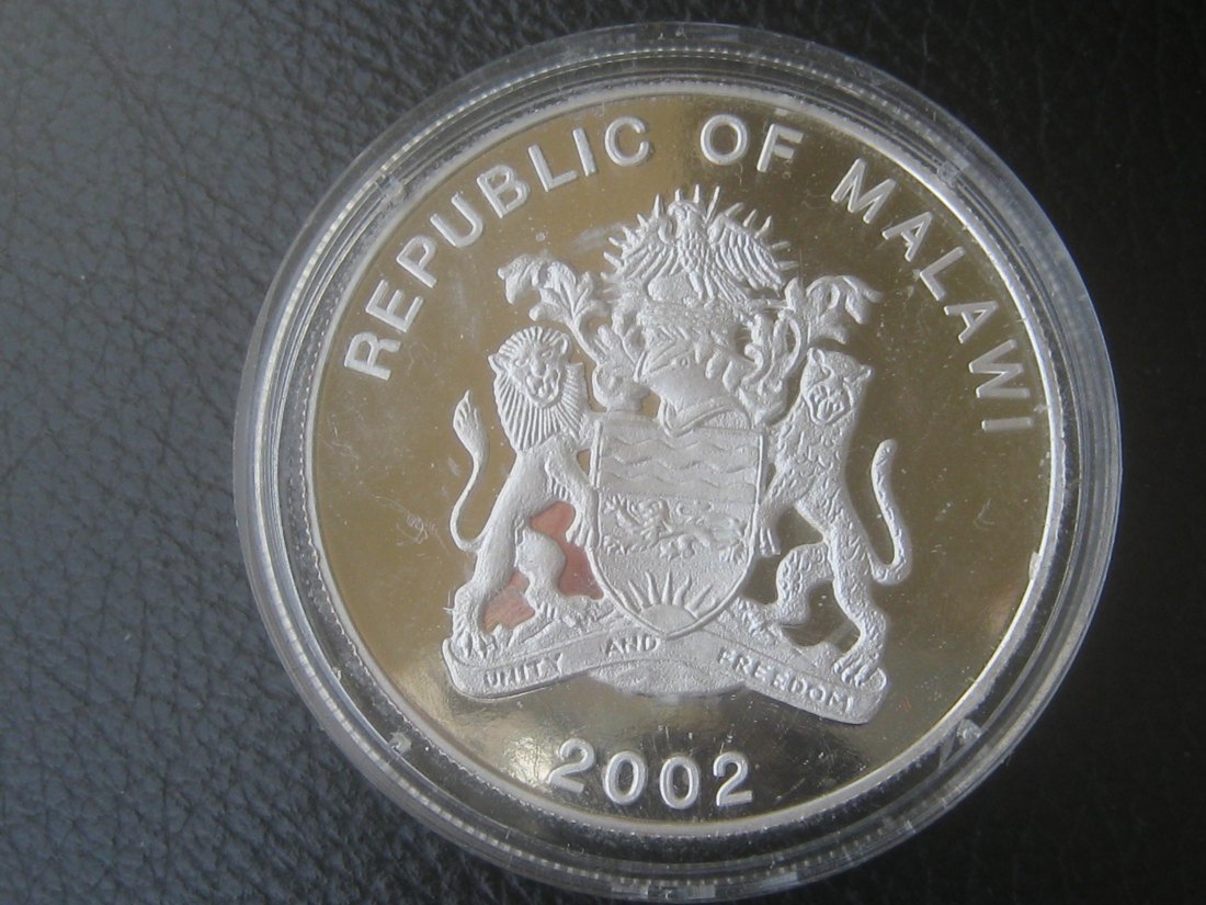  Malawi 10 Kwacha 2002; Silber 925er; 19 Gramm; Polierte Platte   
