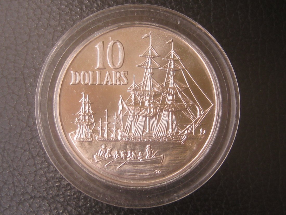  10 Dollars 1988 - Elizabeth II.;200. Jahrestag der ersten Flotte;925er Silber; 20 Gramm   