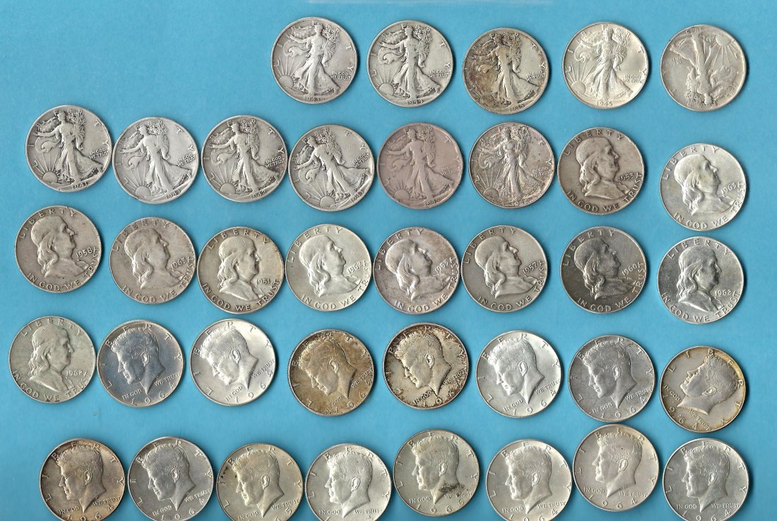  USA 37x 1/2 Dollar Silber gemischt Münzenankauf Koblenz Frank Maurer AB 632   