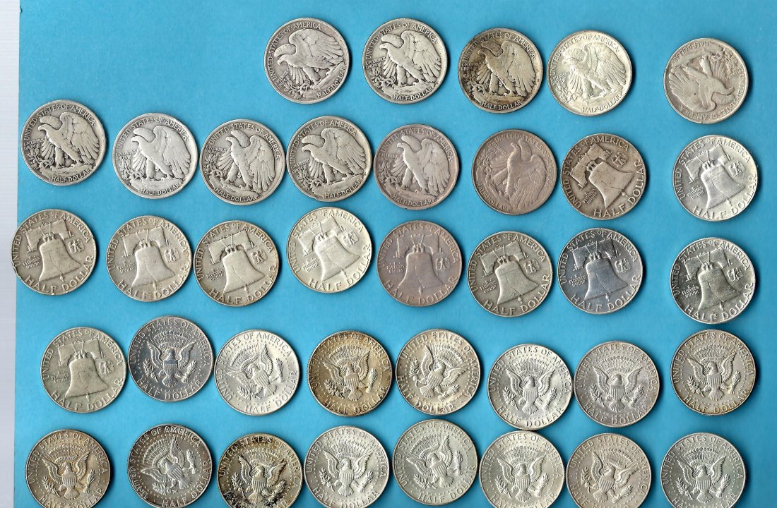 USA 37x 1/2 Dollar Silber gemischt Münzenankauf Koblenz Frank Maurer AB 632   