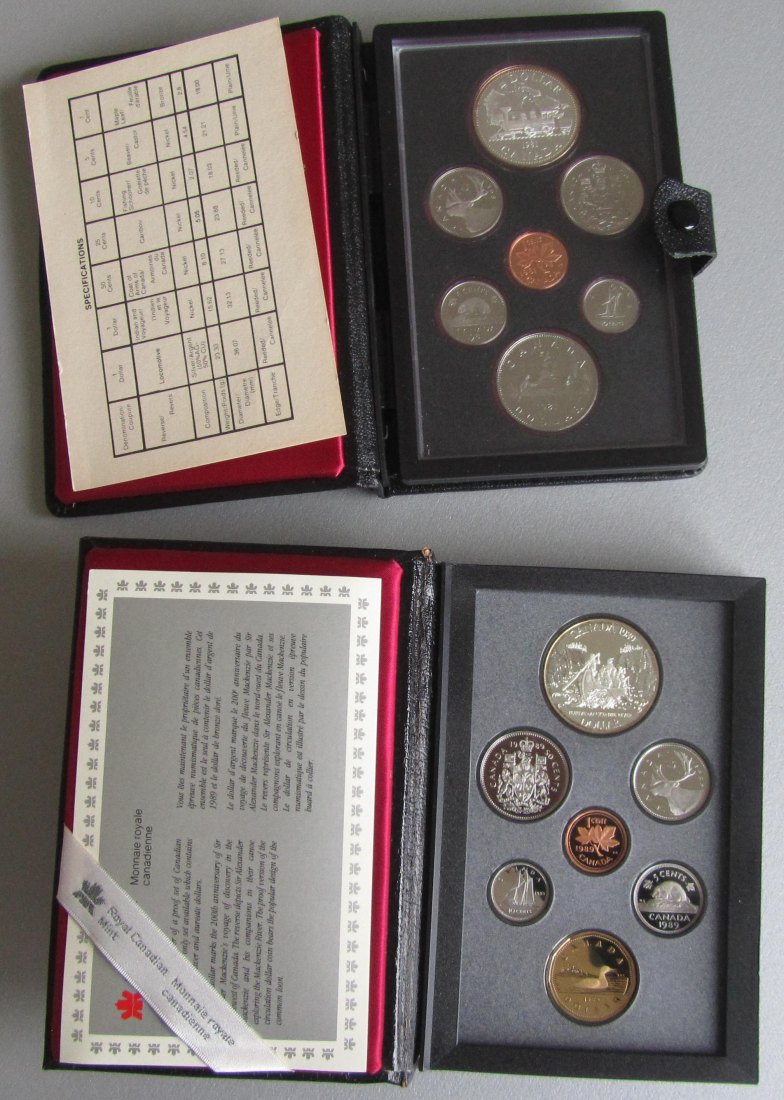  Kanada: Kursmünzensätze 1981 + 1989, enthalten 23,3 g Feinsilber   