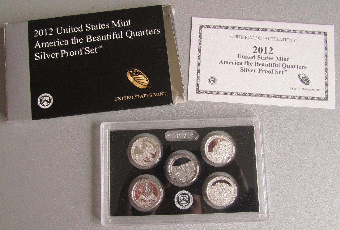  USA Vereinigte Staaten: Set America the Beautiful Silberquarters 2012, enthält 28,1 g Feinsilber   