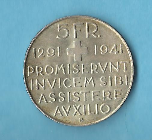  Schweiz 5 Franken 1941 prägefrisch Silber rar Münzenankauf Koblenz Frank Maurer AB 637   
