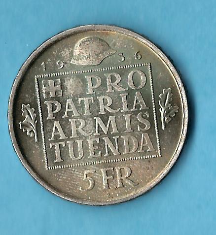  Schweiz 5 Franken 1936 prägefrisch Silber rar Münzenankauf Koblenz Frank Maurer AB 642   