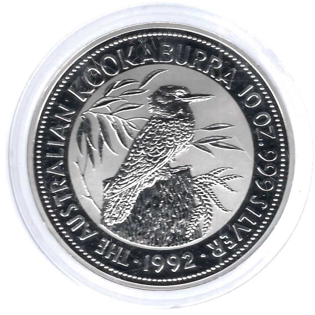  Australien 10 Dollar Kookaburra 1992 ST 10 Unzen Silber Münzenankauf Koblenz Frank Maurer AB 702   