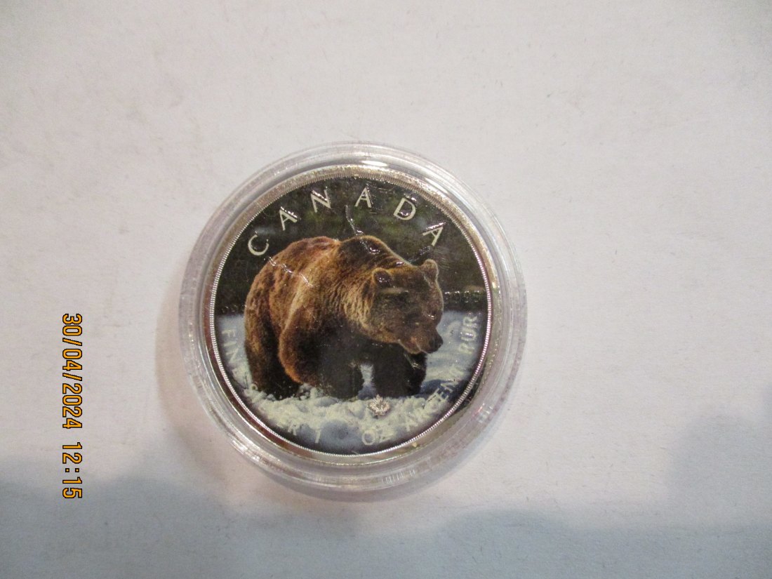  5 Dollars Kanada Wildlife 2019 Grizzly mit Zertifikat BU/ Color   