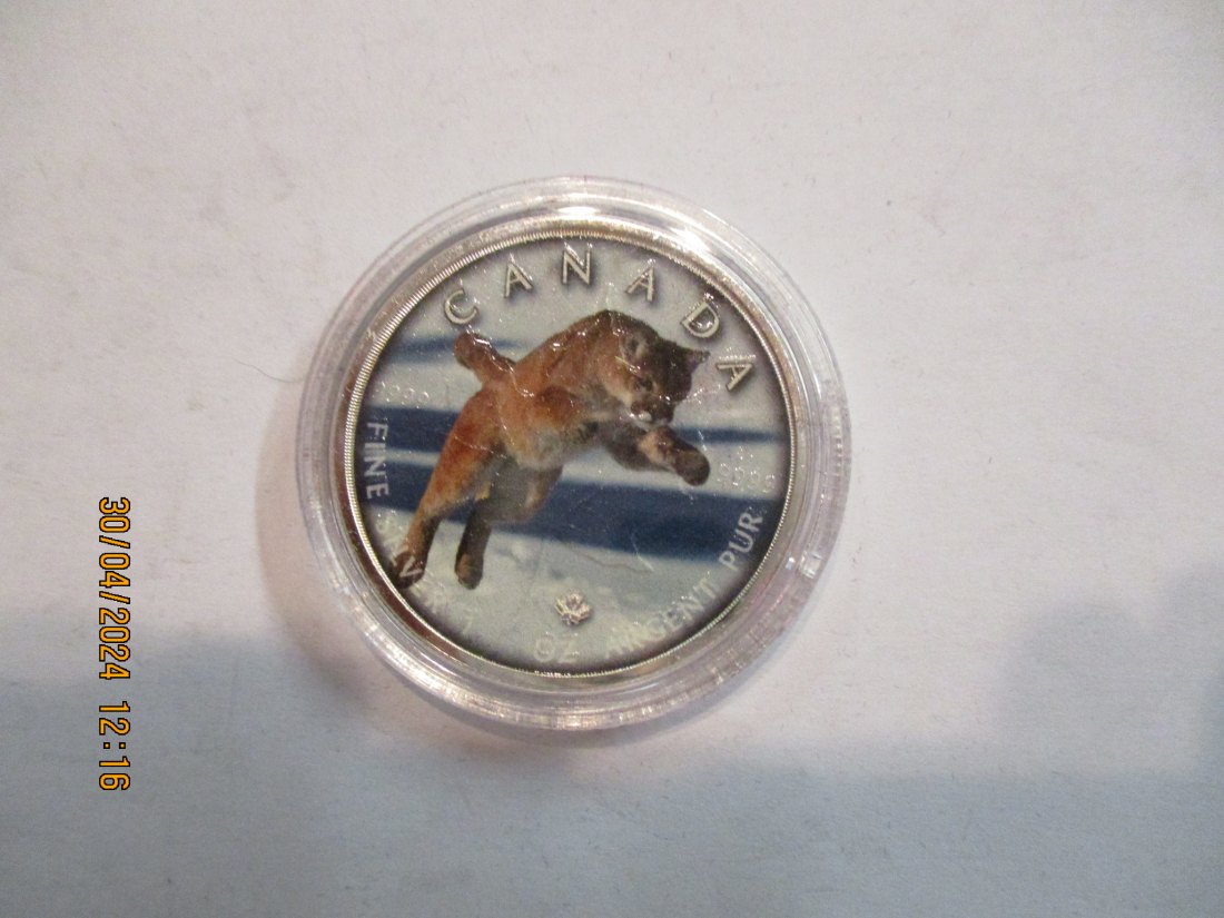  5 Dollars Kanada Wildlife 2019 Cougar mit Zertifikat BU/ Color   