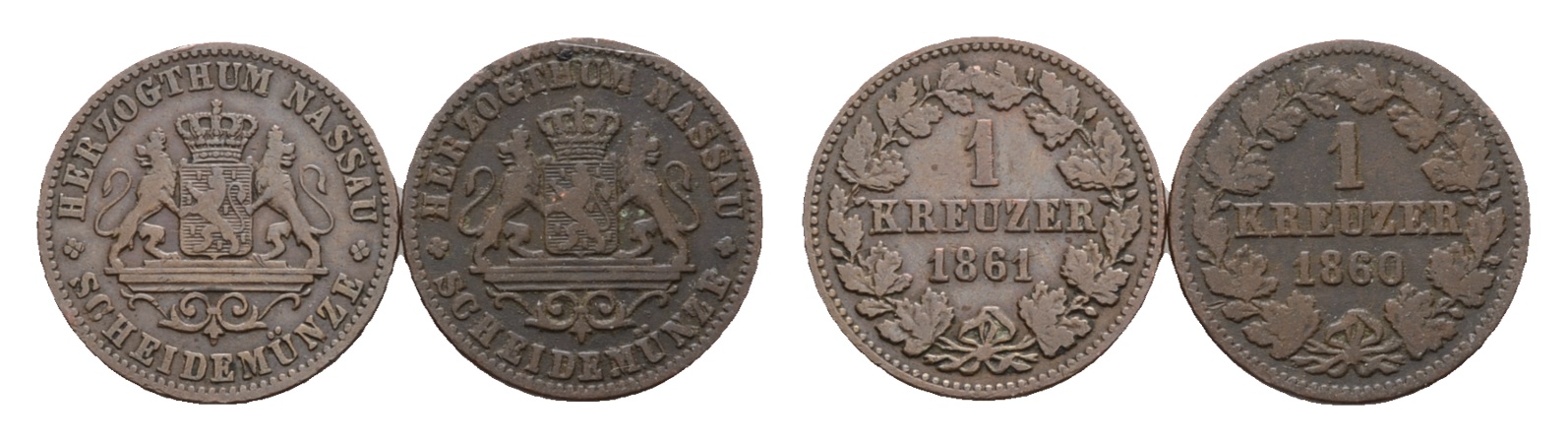  Altdeutschland; 2 Kleinmünzen 1861/1860   