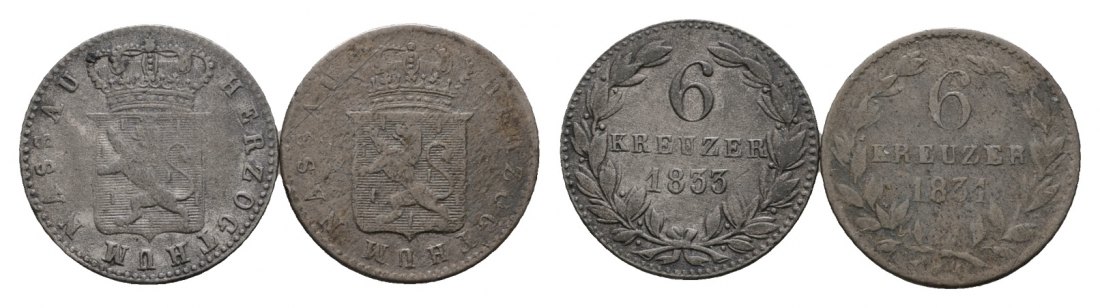  Altdeutschland; 2 Kleinmünzen 1833/1831   