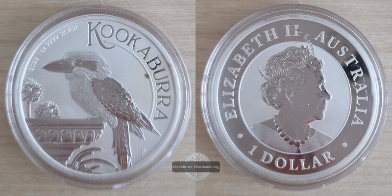  Australien,  1 Dollar 2022 Kookaburra  FM-Frankfurt  Feinsilber: 31,1g   