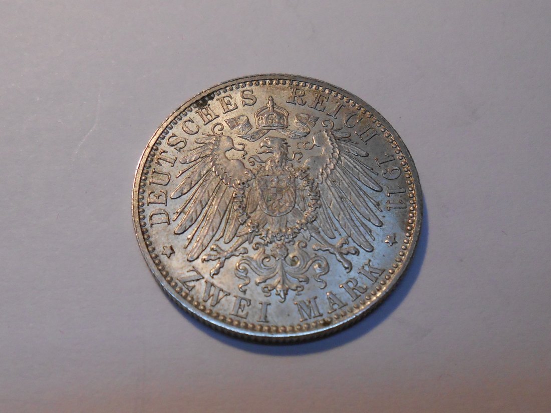  Kaiserreich Silbermünze 2 Mark 1911 D Bayern   