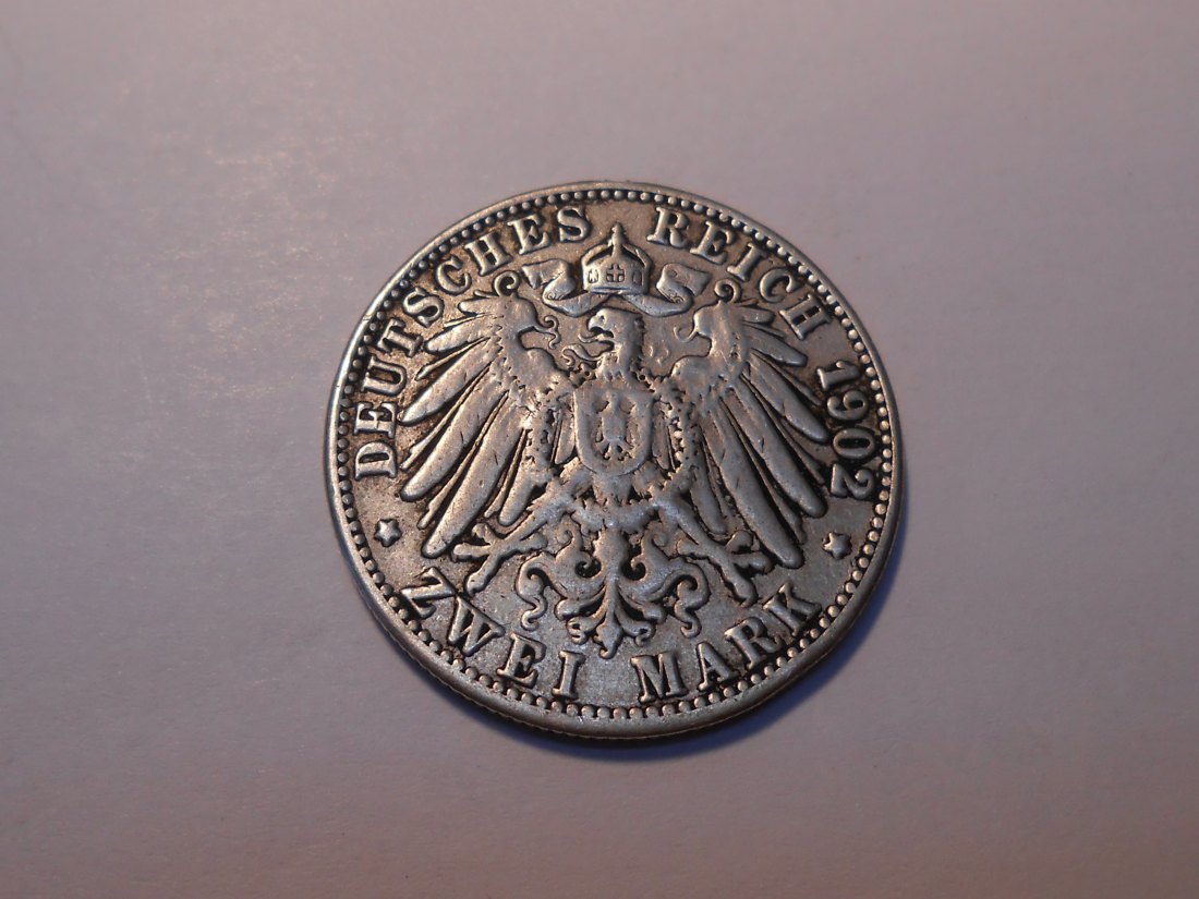  Kaiserreich Silbermünze 2 Mark 1902 G Baden   