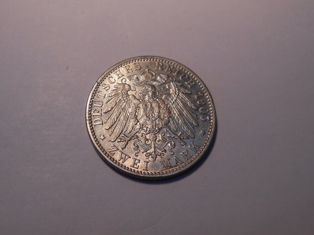  Kaiserreich Silbermünze 2 Mark 1905 G Baden   