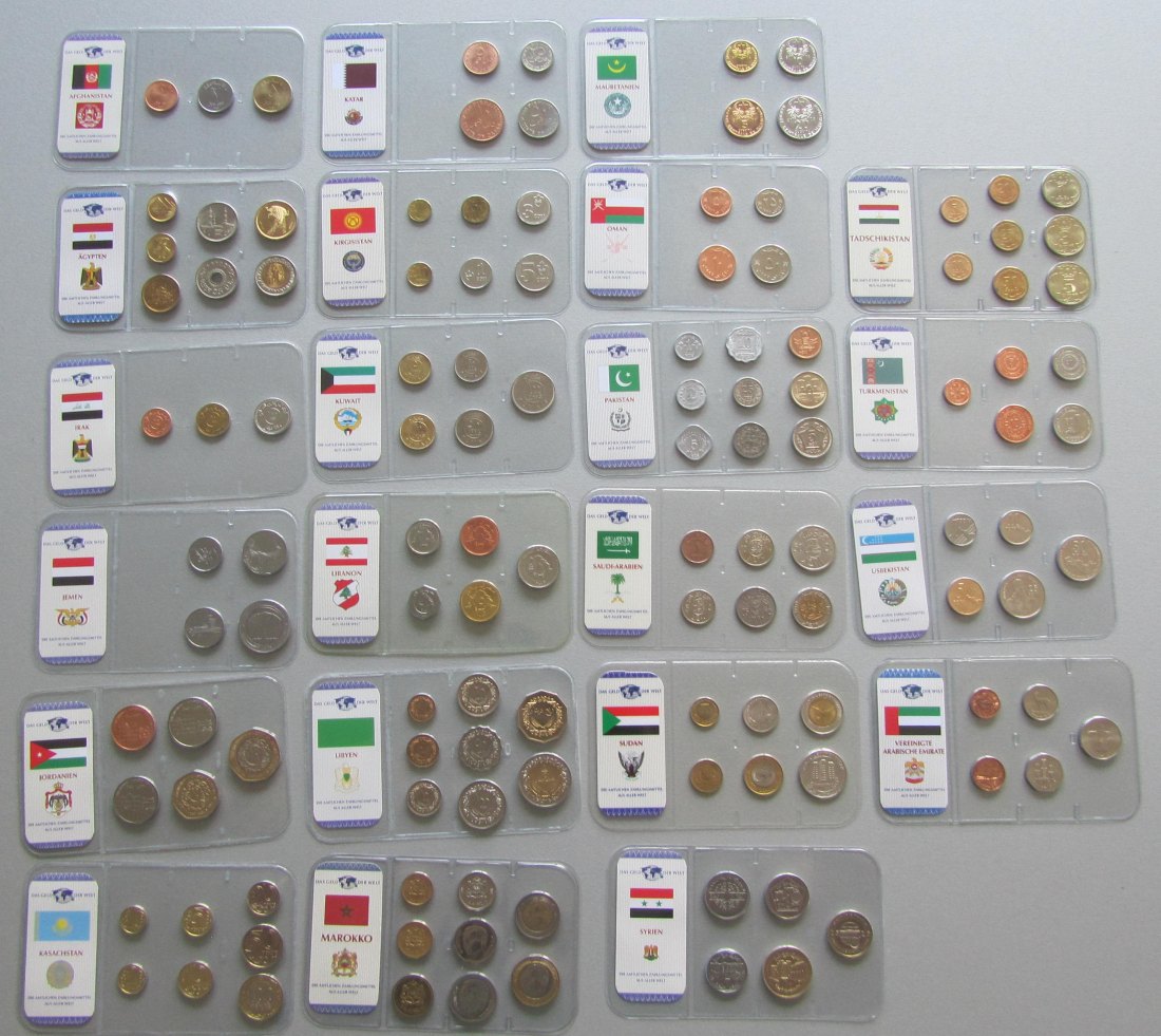  Nahost: Lot aus 22 verschiedenen Kursmünzensätzen   