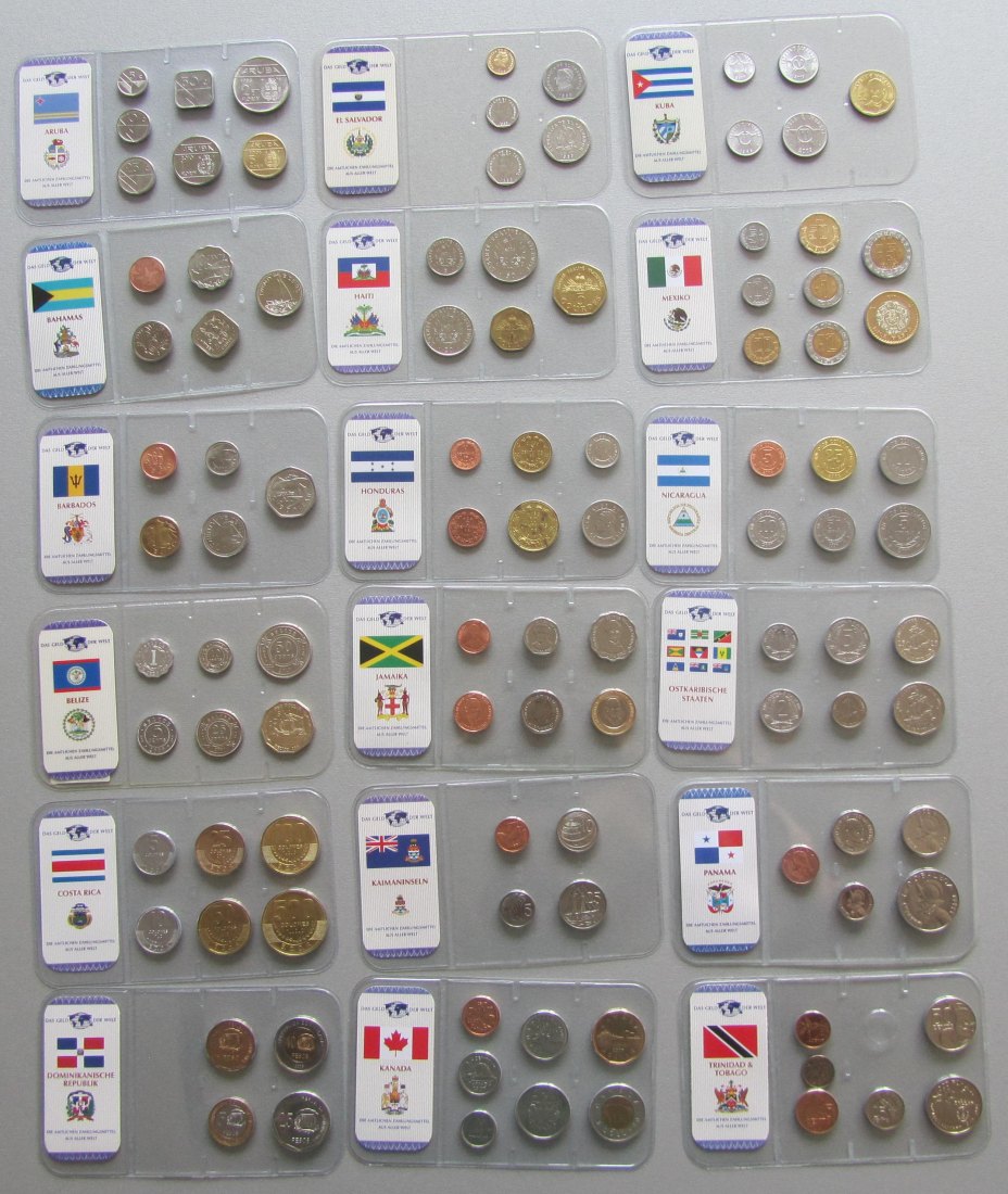  Nordamerika: Lot aus 18 verschiedenen Kursmünzensätzen   