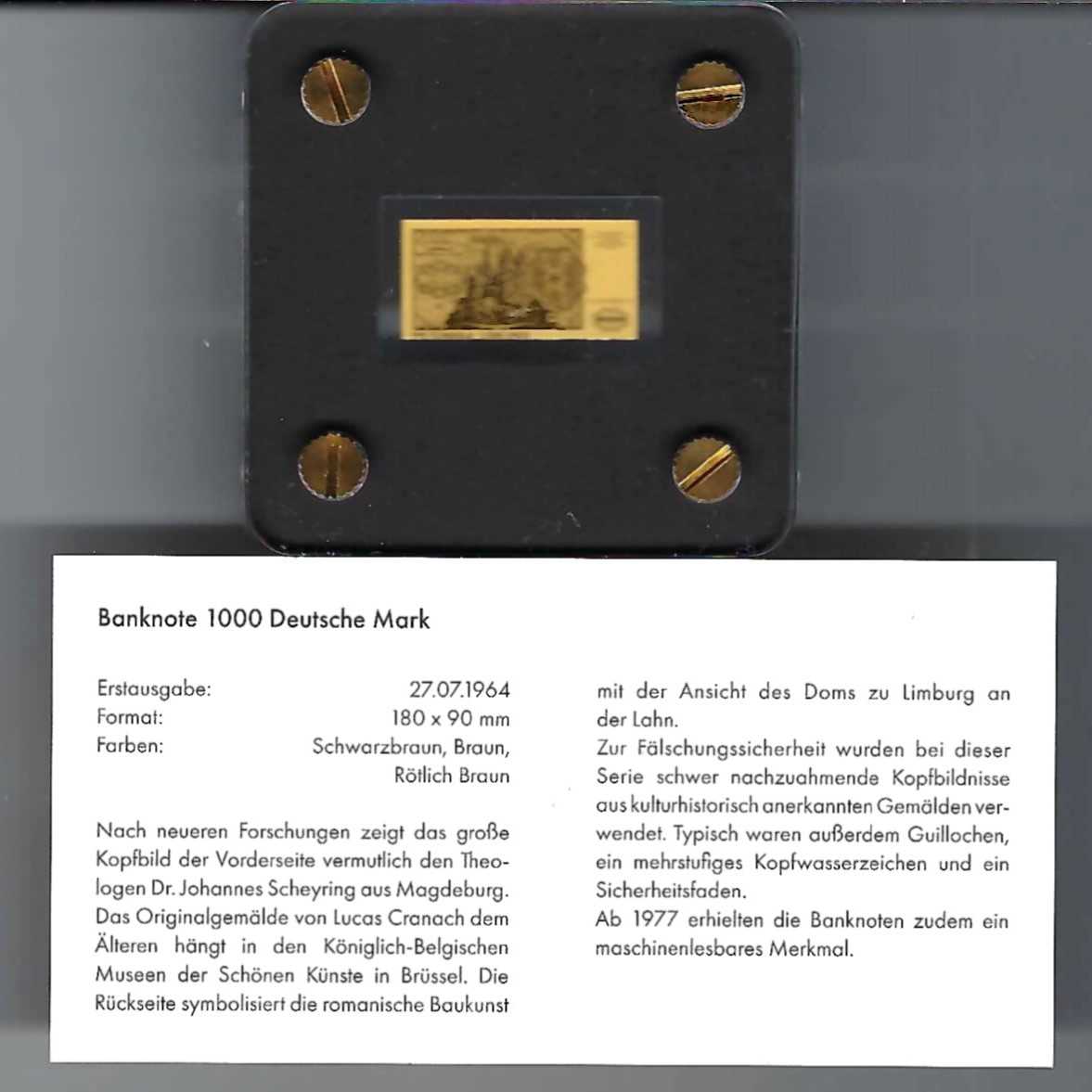  Goldbarren Deutsche Mark Feingold 999 1/500 oz Golden Gate Koblenz Frank Maurer Koblenz AB 730   