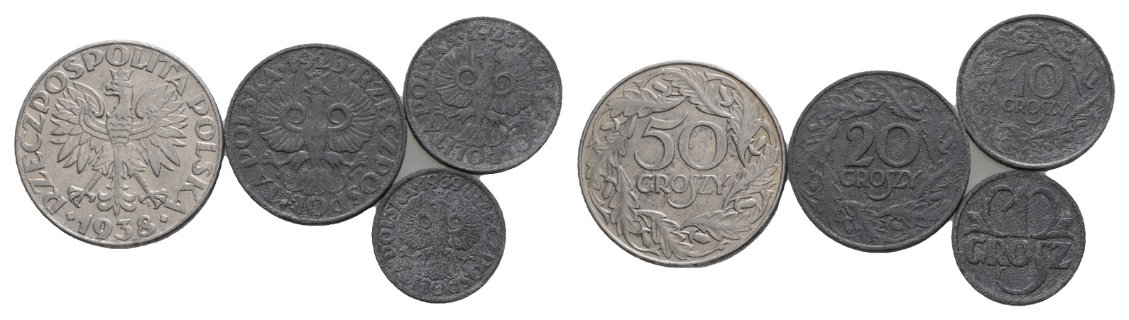  Polen; 4 Kleinmünzen; 19293/1938/1939   