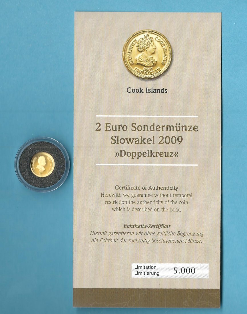  Cook Island 1 Dollar 2007 0,5 Gr. 999 Gold Slowakei  Münzenankauf Koblenz Frank Maurer AB 687   