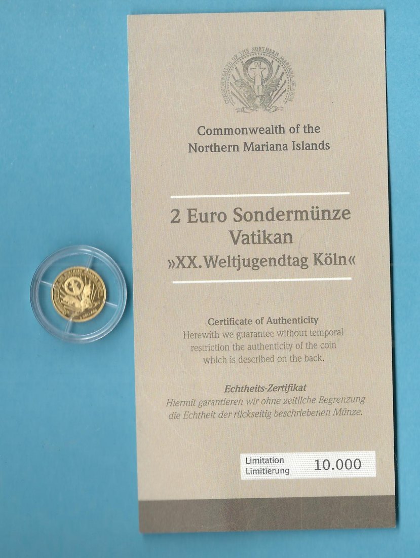  Mariannen 2005 1/25 Oz. 999 Gold Real Vatikan Münzenankauf Koblenz Frank Maurer AB 697   
