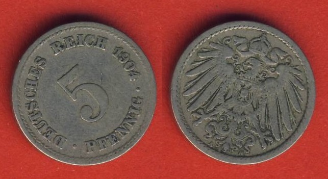  Kaiserreich 5 Pfennig 1904 A   