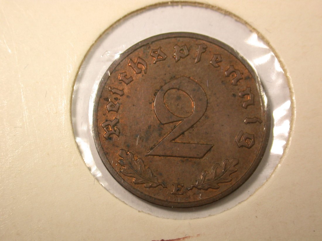 I4 3. Reich 2 Pfennig 1939 E in f.vz Originalbilder