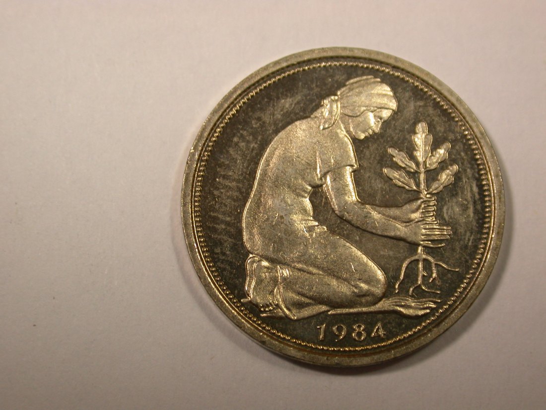 I4 BRD 50 Pfennig 1984 F in f.ST/ST Originalbilder