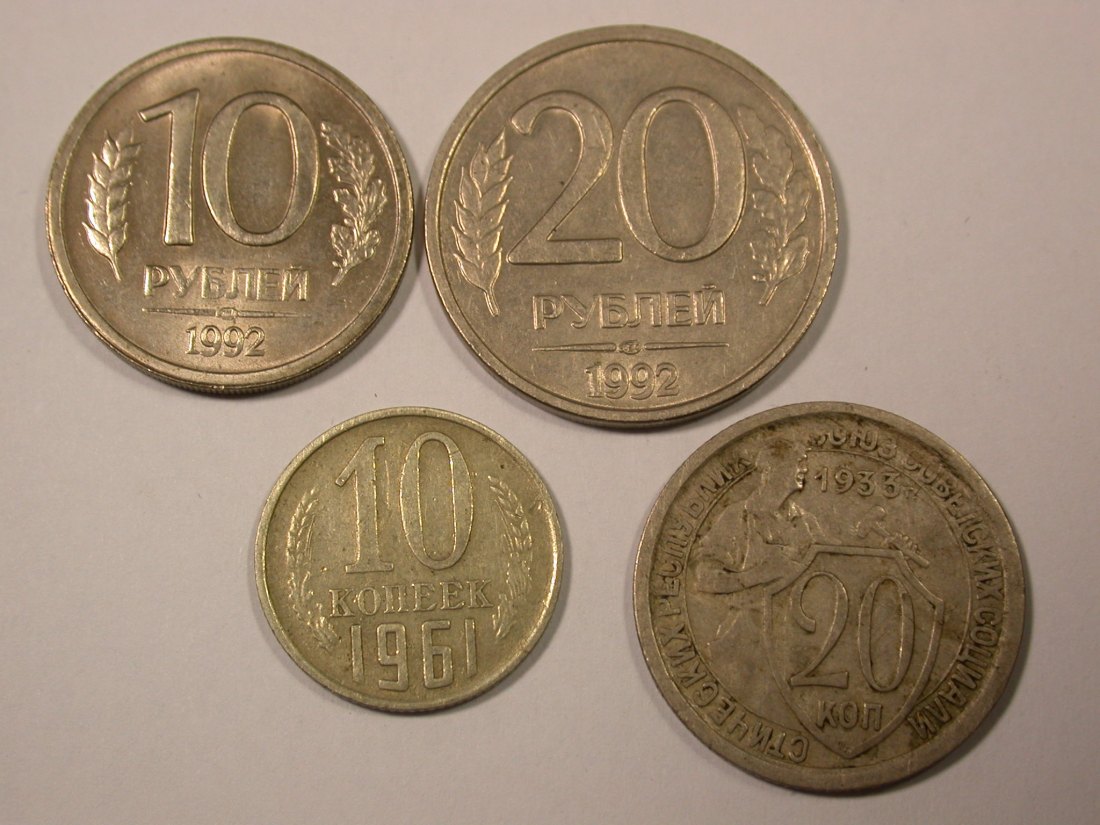 I4 UDSSR/Russland 4 Münzen 1933-1992 besser erhalten !! Originalbilder