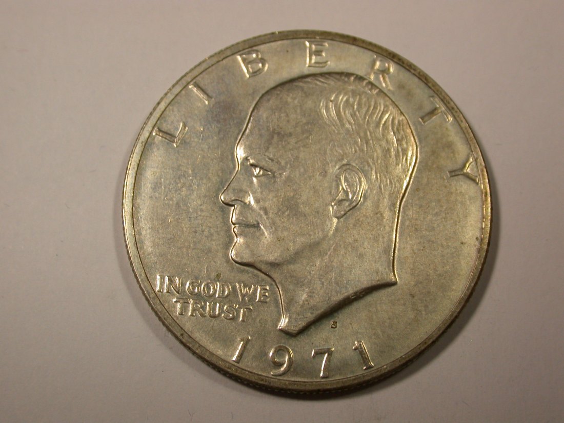  I4  USA 1 Dollar 1971 Eisenhower Mondlandung f.st /st  Originalbilder   