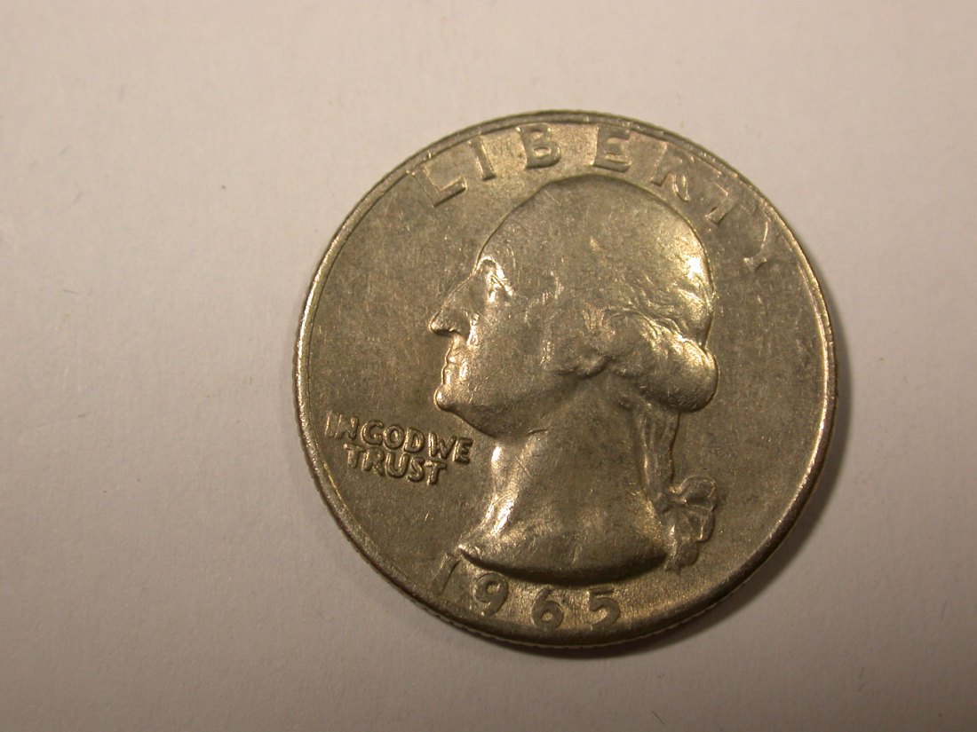  I4  USA  Quarter Washington 1965 in vz/vz+  Originalbilder   