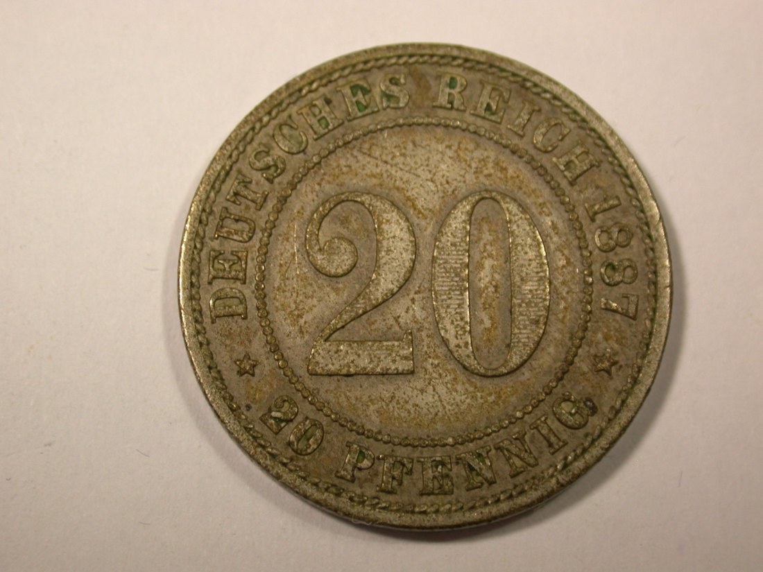  I4  KR  20 Pfennig 1887 A  Korrosionsflecken sonst ss   Originalbilder   