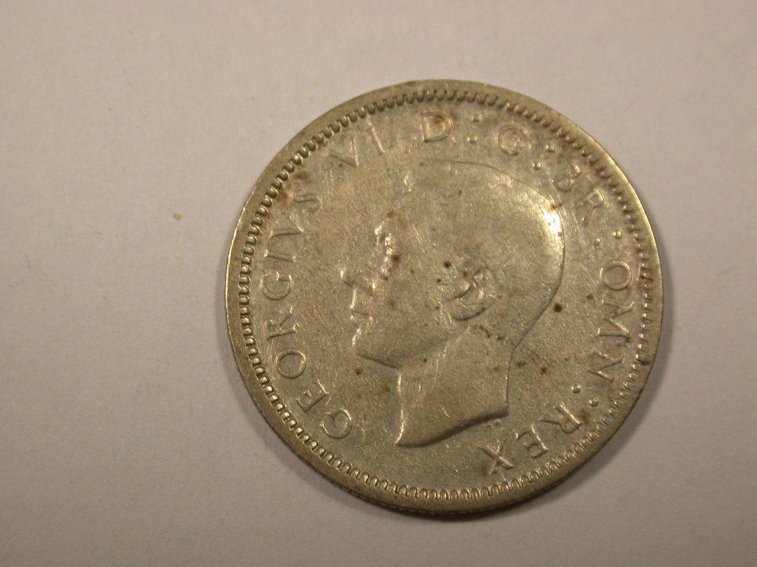  I4  Grossbritannien  6 Pence 1944 in vz/vz+  Originalbilder   