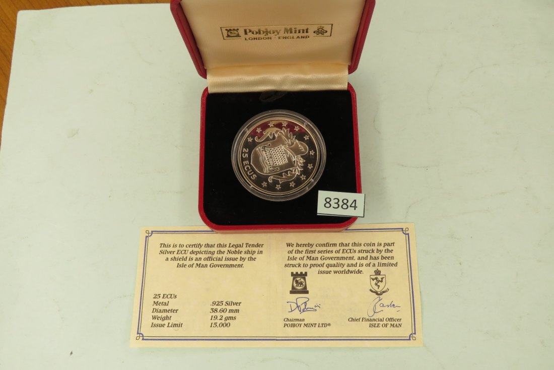  8384 Isle of Man 1994  Wappen - SILBER  Originalschatulle und Zertifikat   