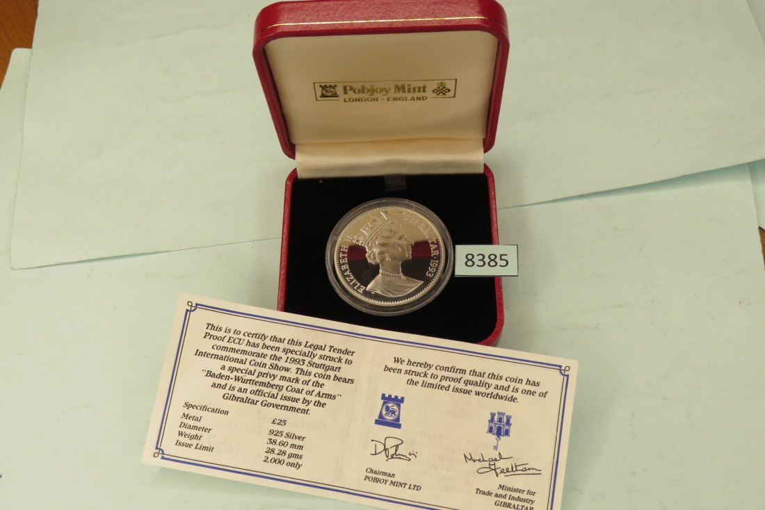  8385 Gibraltar 1993 - Ritter - 28,28 g SILBER  - Originalschatulle und Zertifikat   