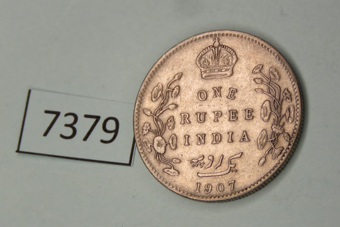  7379 Britisch Indien 1907 - 1 Rupee  SILBER   
