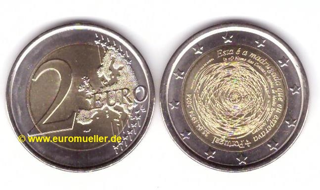 Portugal 2 Euro Gedenkmünze 2024...50 J. Revolution   