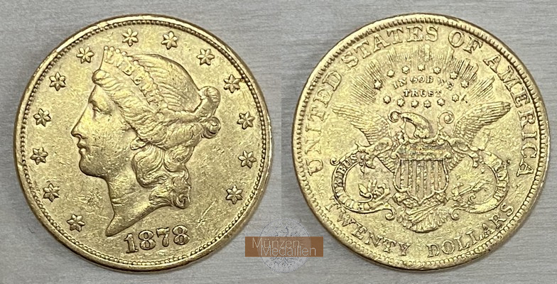 USA  20 Dollar MM-Frankfurt Feingold: 30,09g Double Eagle 1878 