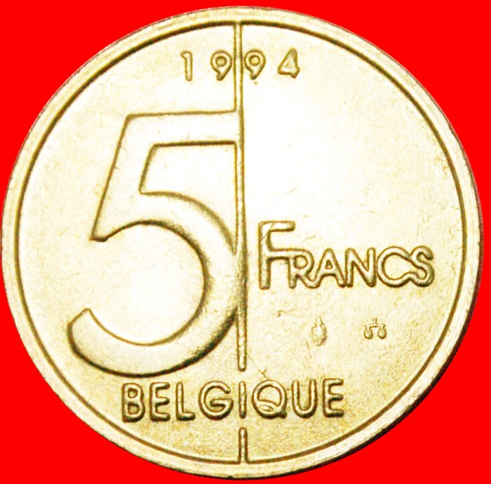  * FRANZÖSISCHE LEGENDE (1994-2001): BELGIEN ★ 5 FRANKEN 1994 STEMPEL I+A!★OHNE VORBEHALT!   