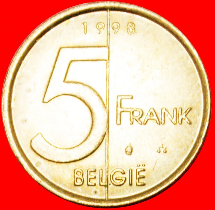  * NIEDERLÄNDISCHE LEGENDE (1994-2001): BELGIEN ★ 5 FRANKEN 1998 STEMPEL II+B! ★OHNE VORBEHALT!   