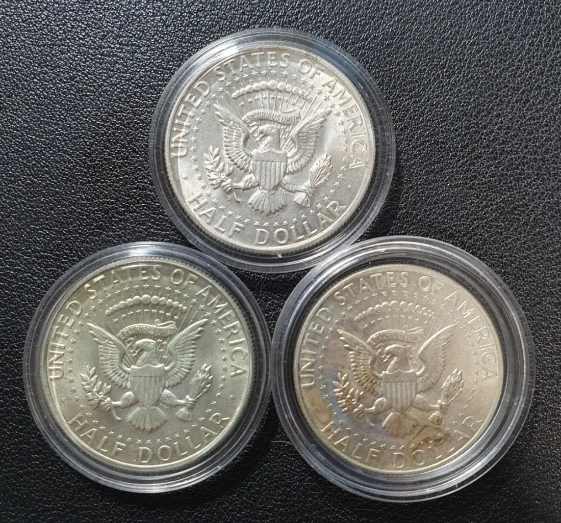  USA 3 x Half Dollar Kennedy 1964 & 1967 mit Silber   