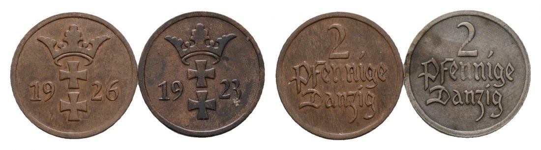  Danzig; 2x 2 Pfennig 1923 / 1926   