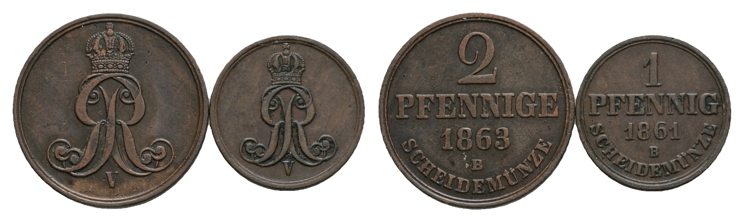  Hannover; 2 Kleinmünzen 1863/1861   