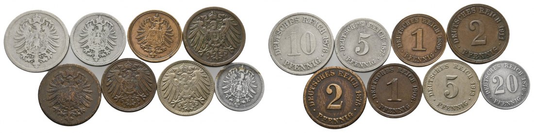  Weimarer Republik; 8 Kleinmünzen 1875 -1913   